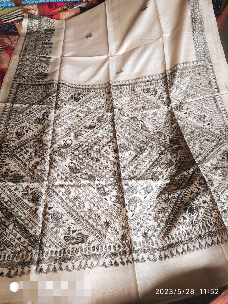 Desi Tussar Silk Madhubani Handpainted Saree