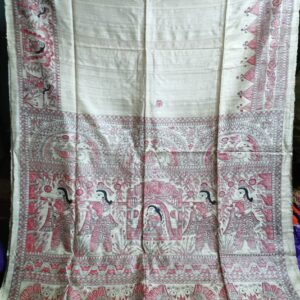 Desi Tussar Silk Madhubani Handpainted Saree
