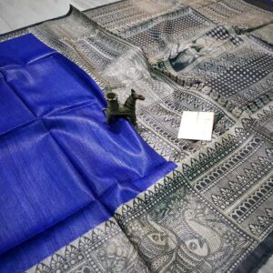 Pure Silk Tussar Ghicha Screen Printed Saree