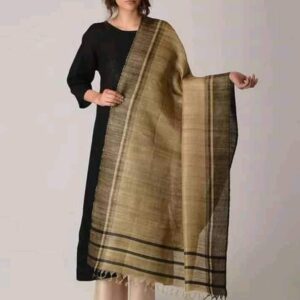 Handwoven Tussar Ghicha Silk Dupatta