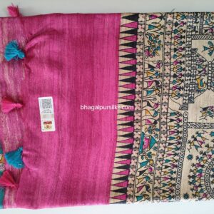 Pure Silk Tussar Ghicha Screen Printed Saree