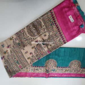 Pure Silk Tussar Ghicha Screen Printed Saree