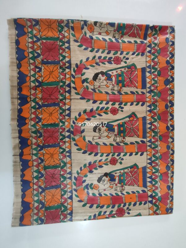 Madhubani Painted Ghicha Tussar Silk Saree - Image 2