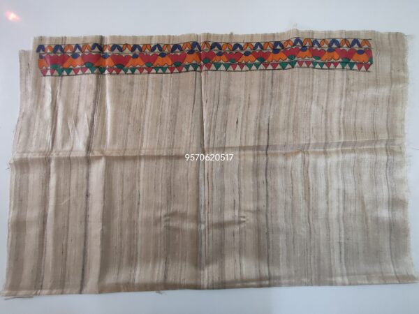 Madhubani Painted Ghicha Tussar Silk Saree - Image 4