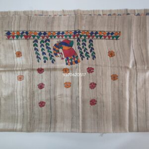 Madhubani Painted Ghicha Tussar Silk Saree