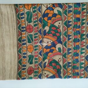 Full Madhubani Painted Ghicha Tussar Silk Saree
