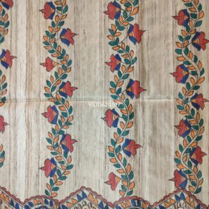 Full Madhubani Painted Ghicha Tussar Silk Saree