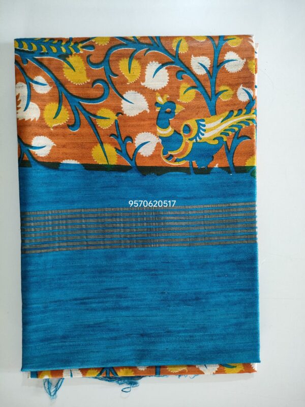 Pure Silk Tussar Ghicha Screen Printed Saree - Image 3