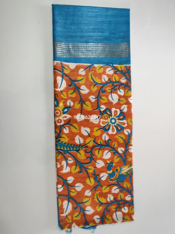 Pure Silk Tussar Ghicha Screen Printed Saree - Image 4