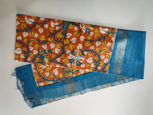Pure Silk Tussar Ghicha Screen Printed Saree - Image 5