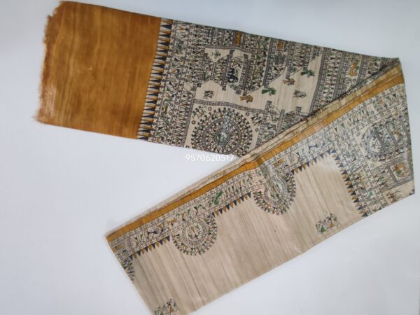 Pure Silk Tussar Ghicha Screen Printed Saree - Image 5