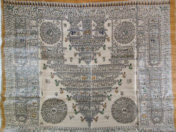 Pure Silk Tussar Ghicha Screen Printed Saree - Image 6