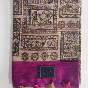 Pure Silk Tussar Ghicha Screen Printed Saree