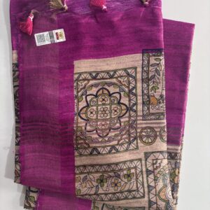 Pure Silk Tussar Ghicha Screen Printed Saree