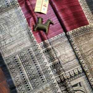 Pure Silk Tussar Ghicha Screen Printed Saree