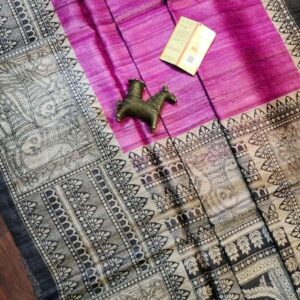 Pure Silk Tussar Ghicha Screen Printed Saree