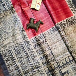 Pure Silk Tussar Ghicha Screen Printed Saree