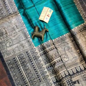 Pure Silk Tussar Ghicha Screen Printed Saree