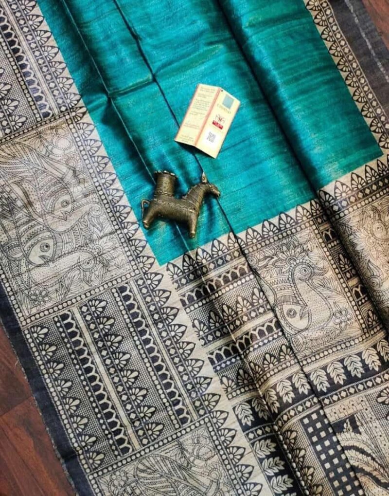 Pure Silk Tussar Ghicha Screen Printed Saree