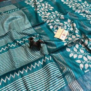 Pure Silk Tussar Ghicha Screen Printed Saree