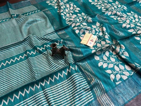 Pure Silk Tussar Ghicha Screen Printed Saree