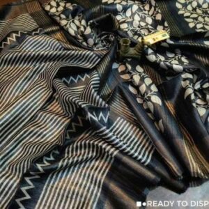 Pure Silk Tussar Ghicha Screen Printed Saree