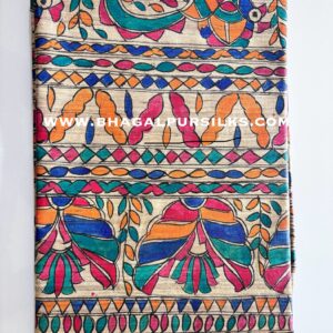 Full Madhubani Painted Ghicha Tussar Silk Saree