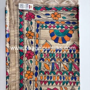Full Madhubani Painted Ghicha Tussar Silk Saree