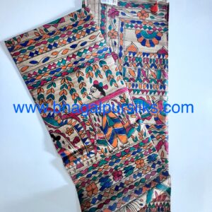 Full Madhubani Painted Ghicha Tussar Silk Saree