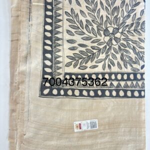 Desi Tussar Silk Madhubani Hand Painted Saree
