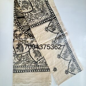 Desi Tussar Silk Madhubani Hand Painted Saree