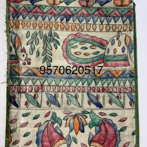 Desi Tussar Silk Madhubani Hand Painted Saree