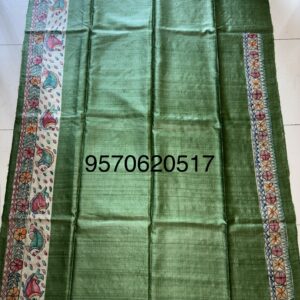 Desi Tussar Silk Madhubani Hand Painted Saree