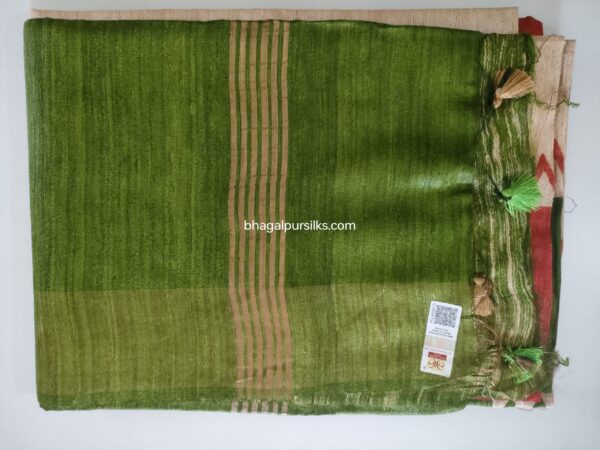 Pure Silk Tussar Ghicha Screen Printed Saree - Image 6