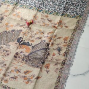 Pure linen digital print saree