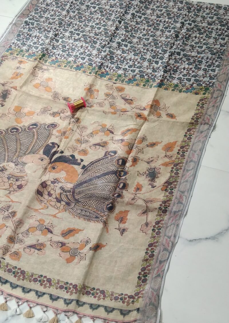 Pure linen digital print saree