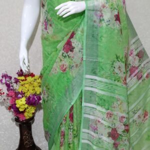 Pure linen digital print saree