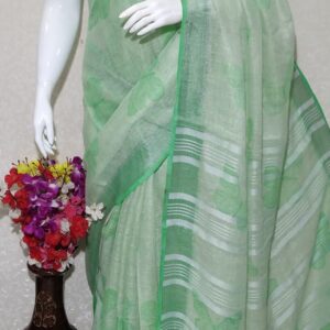 Pure linen digital print saree