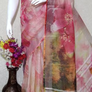 Pure linen digital print saree