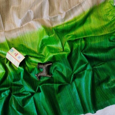Triple Dye Pure Tussar Ghicha Silk Saree
