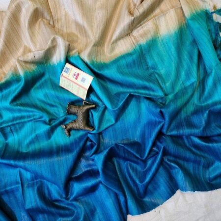 Triple Dye Pure Tussar Ghicha Silk Saree