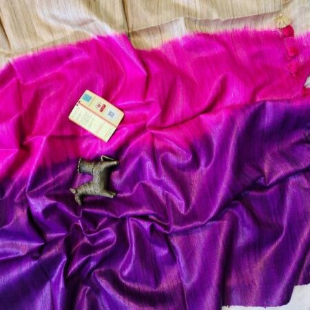 Triple Dye Pure Tussar Ghicha Silk Saree
