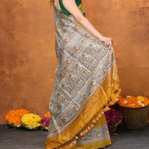 Pure Silk Tussar Ghicha Screen Printed Saree