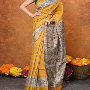 Pure Silk Tussar Ghicha Screen Printed Saree
