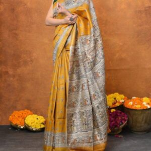 Pure Silk Tussar Ghicha Screen Printed Saree