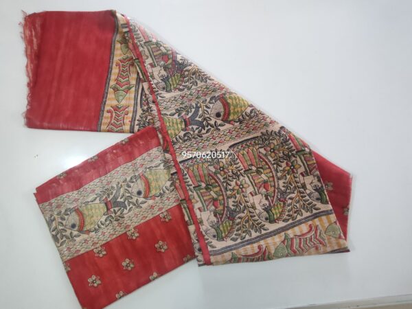 Pure Silk Tussar Ghicha Screen Printed Saree - Image 5