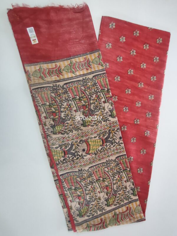 Pure Silk Tussar Ghicha Screen Printed Saree - Image 6
