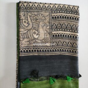 Pure Silk Tussar Ghicha Screen Printed Saree