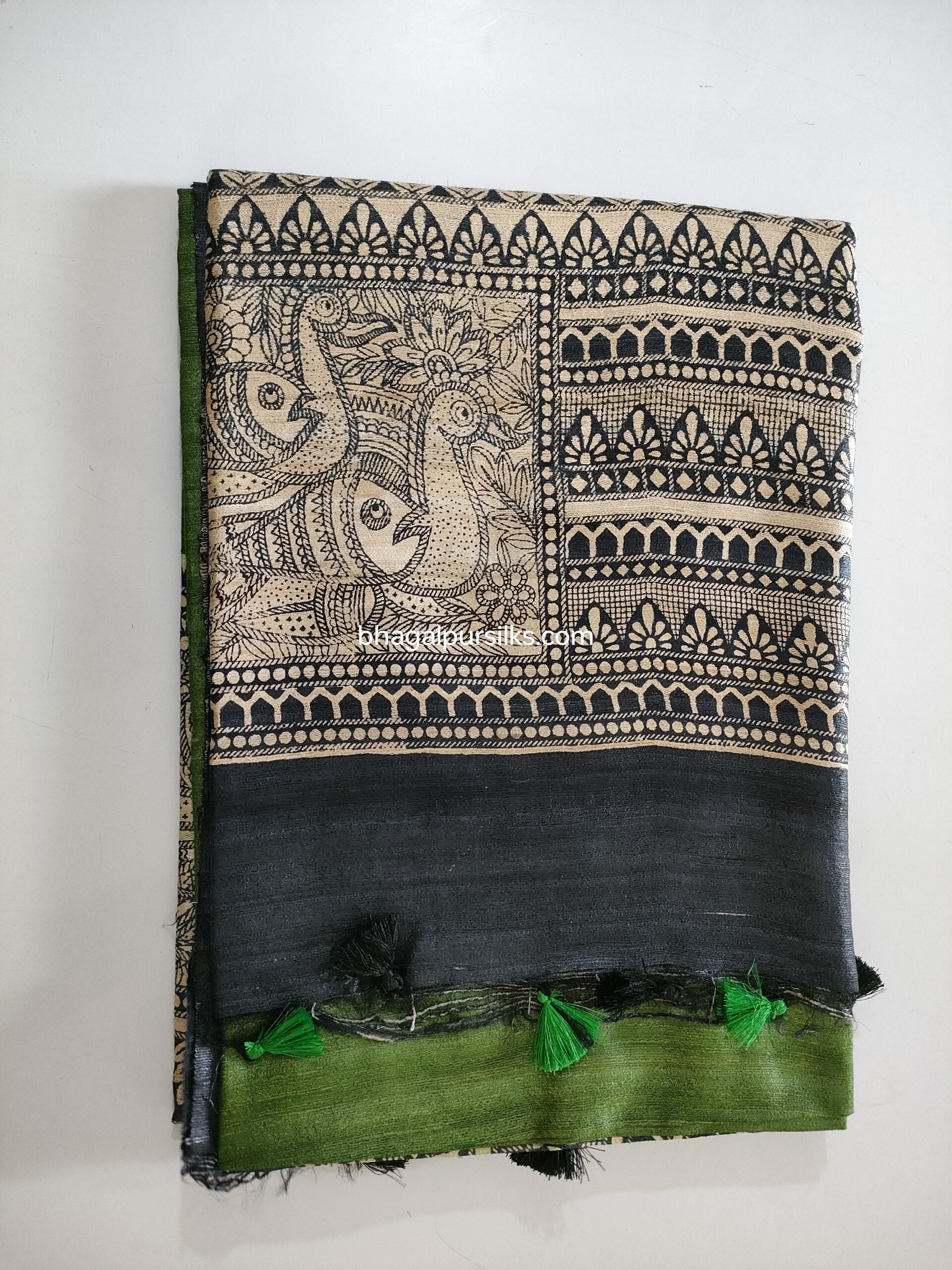 Pure Silk Tussar Ghicha Screen Printed Saree - Image 2