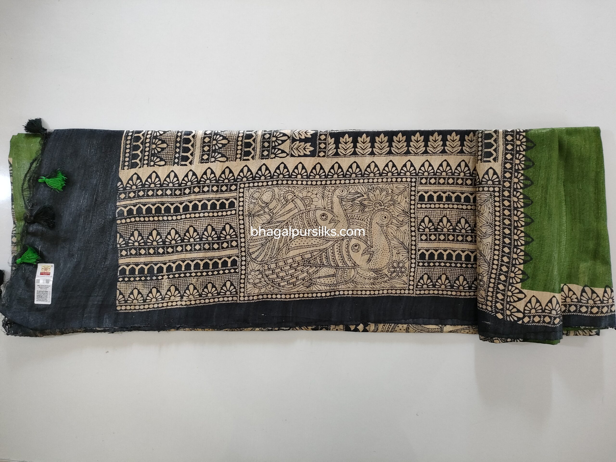 Pure Silk Tussar Ghicha Screen Printed Saree - Image 4